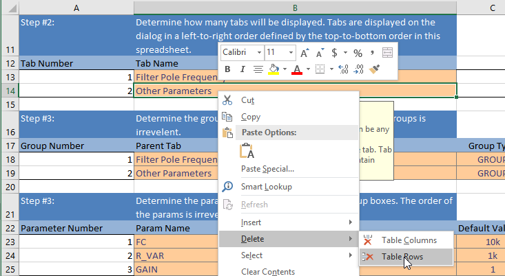 Appendix C Tabbed Dialog Spreadsheet Tool